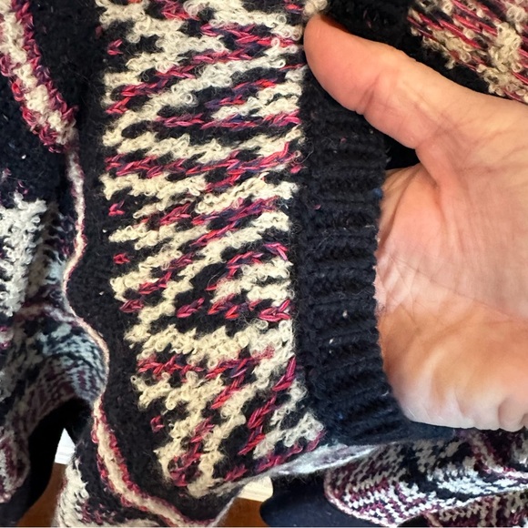 Anthropologie Women’s Sleeping on Snow Midland Fair Isle Poncho Pullover Sweater - Picture 6 of 10